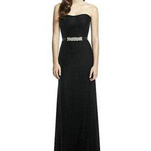 Dessy 2998..Full Length, Strapless, Velvet Gown Dress...Black...Assorted sizes